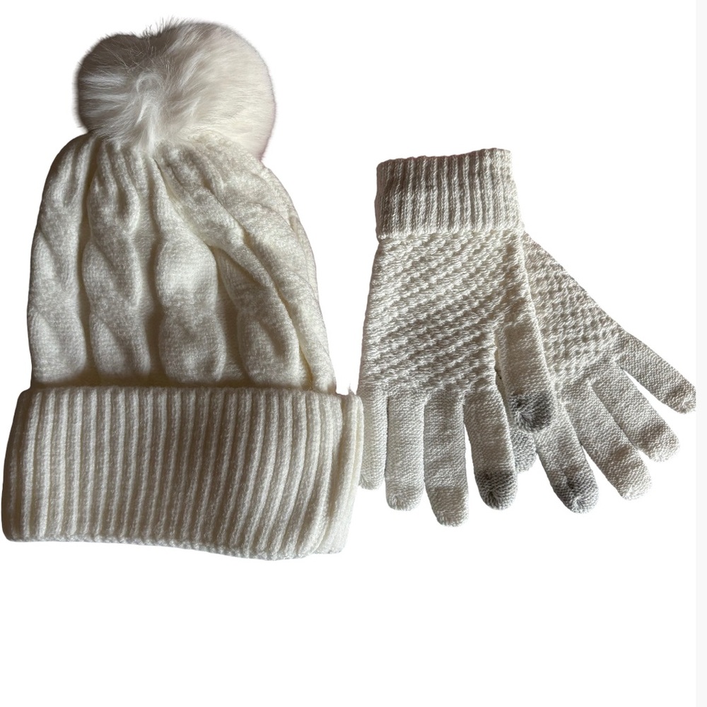 Women’s Knit Beanie & Touchscreen Gloves Set | Warm Winter Acrylic